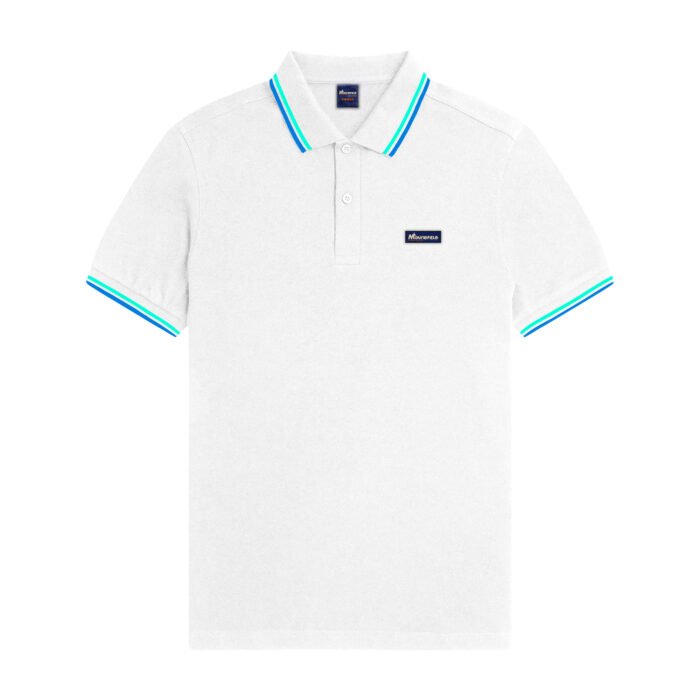 PS05WHCB'PC - Moundfield White/Cyan/Blue Polo Shirt